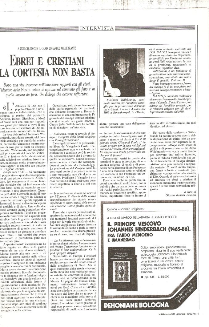 intervista card. Willebrands. Settimana 31 1 93